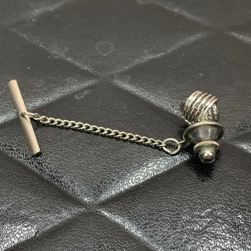 Vintage Silver Tone Woven Knot Cufflinks‎ and Tie Tack Clutch Set Mens Formal